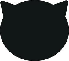 silhouette de tête de chat simple sur fond blanc. icône noire isolée. art vectoriel noir sur blanc. animal de compagnie
