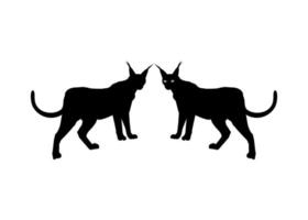 paire de silhouette de chat caracal pour logo, pictogramme, site Web ou élément de conception graphique. illustration vectorielle vecteur