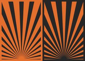 ensemble de 2 affiches verticales d'inspiration rétro noir et orange, différents modèles d'arrière-plan de Noël sunburst. toiles de fond de collage de papier. vecteur
