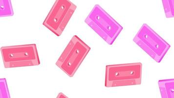 motif harmonieux sans fin de belles vieilles cassettes audio disco de musique hipster ancienne rétro sur bande magnétique sur fond blanc. illustration vectorielle vecteur