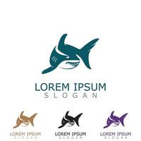 requin logo animal mer conception icône vecteur silhouette