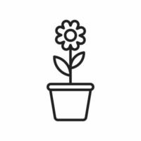 icône de contour de pot de fleurs vecteur