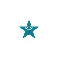 logo de concept de forme d'étoile d'église. église chrétienne croix priant le logo de l'arbre. création de logo croix église épée chrétienne vecteur