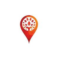 conception de logo de concept de forme de broche de carte d'arbre à main. logo de produits naturels. vecteur