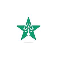 création de logo de concept de forme d'étoile d'arbre d'échecs. création de logo vectoriel arbre vert. logo arbre