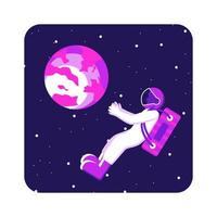 espace d'illustration plat, lune, astronaute, paillettes violettes vecteur