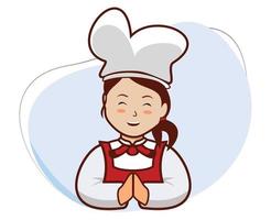 logo de femme chef avec visage amical vecteur