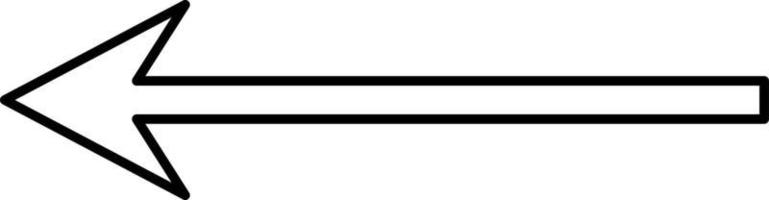 Petite flèche blanche simple avec contour noir pointant vers la gauche, illustration, vecteur sur fond blanc.
