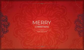 carte de vacances joyeux noël et bonne année en couleur rouge avec ornement bordeaux de luxe vecteur