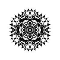 mandala rond. motif oriental noir et blanc. motif ethnique. coloration. modèle de tatouage, ornement au henné. vecteur psychédélique.