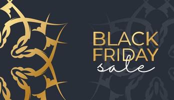 baner black friday bleu foncé avec motif rond doré vecteur