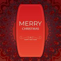 brochure festive joyeux noël et bonne année couleur rouge avec ornement bordeaux de luxe vecteur