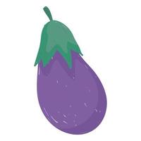 aubergine légume frais santé nourriture icône fond blanc style de dessin animé vecteur