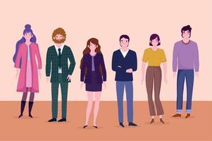 hommes et femmes d'affaires employés debout personnage de dessin animé vecteur