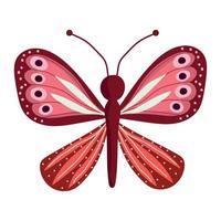 animal insecte papillon, ailes décoratives ton de couleur rouge, sur fond blanc vecteur