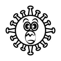 émoticône de virus, infection de caractère emoji covid-19, style de dessin animé de ligne de visage vecteur