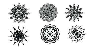 ensemble de mandala, mandala noir, arrière-plan de conception de mandala ornemental de luxe, conception de mandala, conception de papier peint d'art de livre de coloriage de motif de mandala, motif de carreaux, mandala noir et blanc, islam, arabe, indien vecteur