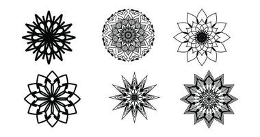 ensemble de mandala, mandala noir, arrière-plan de conception de mandala ornemental de luxe, conception de mandala, conception de papier peint d'art de livre de coloriage de motif de mandala, motif de carreaux, mandala noir et blanc, islam, arabe, indien vecteur