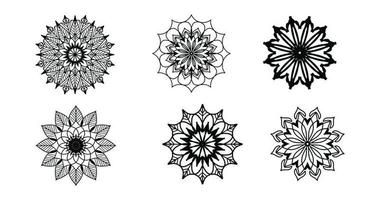 ensemble de mandala, mandala noir, arrière-plan de conception de mandala ornemental de luxe, conception de mandala, conception de papier peint d'art de livre de coloriage de motif de mandala, motif de carreaux, mandala noir et blanc, islam, arabe, indien vecteur