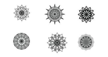 ensemble de mandala, mandala noir, arrière-plan de conception de mandala ornemental de luxe, conception de mandala, conception de papier peint d'art de livre de coloriage de motif de mandala, motif de carreaux, mandala noir et blanc, islam, arabe, indien vecteur