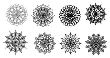 ensemble de mandala, mandala noir, arrière-plan de conception de mandala ornemental de luxe, conception de mandala, conception de papier peint d'art de livre de coloriage de motif de mandala, motif de carreaux, mandala noir et blanc, islam, arabe, indien vecteur