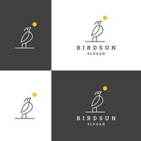 modèle de conception plate d'icône de logo de soleil d'oiseau vecteur