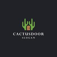 modèle de conception d'icône de logo de porte de cactus illustration vectorielle vecteur
