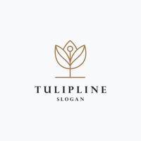modèle de logo d'art en ligne simple tulipe conception d'illustration vectorielle vecteur
