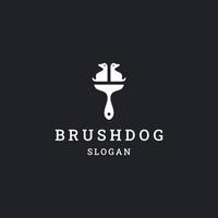 brosse chien logo icône modèle de conception plate vecteur