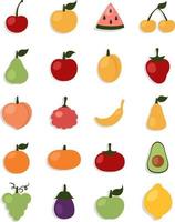 fruits et légumes frais, illustration, vecteur, sur fond blanc. vecteur