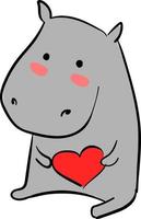 hippopotame amoureux, illustration, vecteur sur fond blanc.