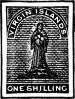 timbre d'un shilling des îles vierges en 1867, illustration vintage. vecteur