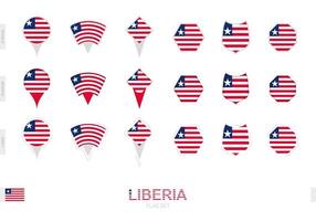 collection du drapeau du libéria sous différentes formes et avec trois effets différents. vecteur