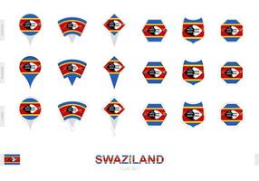 collection du drapeau du swaziland sous différentes formes et avec trois effets différents. vecteur