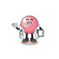 mascotte de dessin animé de médecin boule de gomme vecteur