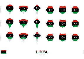 collection du drapeau de la libye sous différentes formes et avec trois effets différents. vecteur