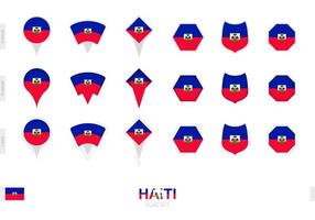 collection du drapeau d'haïti sous différentes formes et avec trois effets différents. vecteur