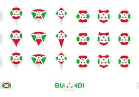 collection du drapeau du burundi sous différentes formes et avec trois effets différents. vecteur