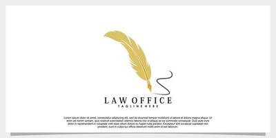 création de logo de droit avec concept créatif de plume de stylo icône vecteur