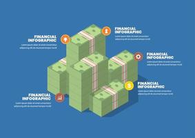 pile d'infographie financière en espèces vecteur