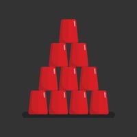 verres rouges empilés dans une tour pyramidale vecteur
