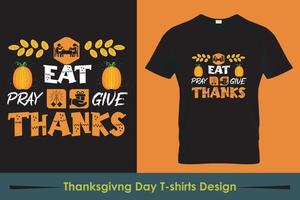 conception de t-shirt de thanksgiving, slogan de t-shirt et conception de vêtements, typographie, impression, illustration vectorielle vecteur gratuit