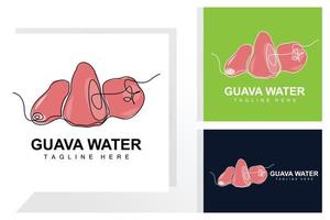 vecteur de conception de logo de goyave d'eau avec style de ligne illustration de marché de fruits frais plante de vitamine