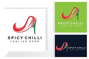 conception de logo de piment épicé, illustration de légumes rouges, ingrédients de cuisine, produits de marque de vecteur de piment chaud
