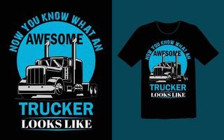 vecteur de conception de t shirt camionneur