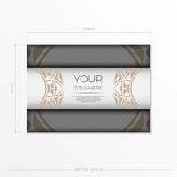 modèle vectoriel luxueux pour les cartes postales de conception d'impression couleur blanche avec des ornements. préparer une invitation avec une place pour votre texte et vos motifs abstraits.