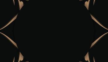 modèle de bannière noire avec des ornements bruns indiens et place pour le logo ou le texte vecteur