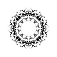 mandala rond. motif oriental noir et blanc. motif ethnique. coloration. modèle de tatouage, ornement au henné. vecteur psychédélique.