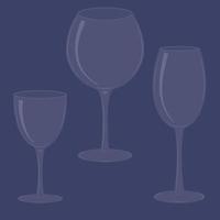 ensemble de verres à vin sur fond bleu. illustration vectorielle. vecteur