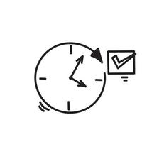 horloge doodle dessiné à la main et vecteur d'illustration de flèche circulaire
